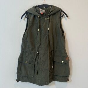 Only brand Hooded Utility Vest Size Small in Army Green Drawstring Waist